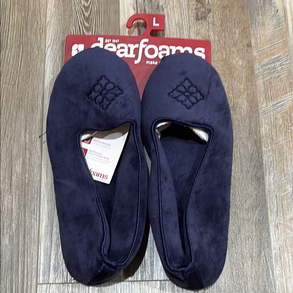 Dearfoams Navy Slippers Size Large US 9-10